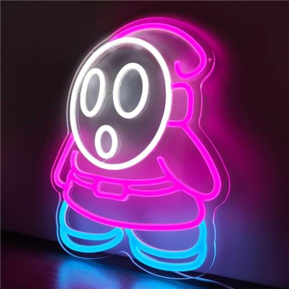 Super Mario Bros Shy Guy LED Neon Light Retro NES Game Sign Room Decor Nintendo - Picture 7 of 8